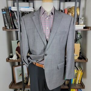Chaps Men's Sport Coat‎ Blazer Two Button Gray Sharkskin Wool Size 44R